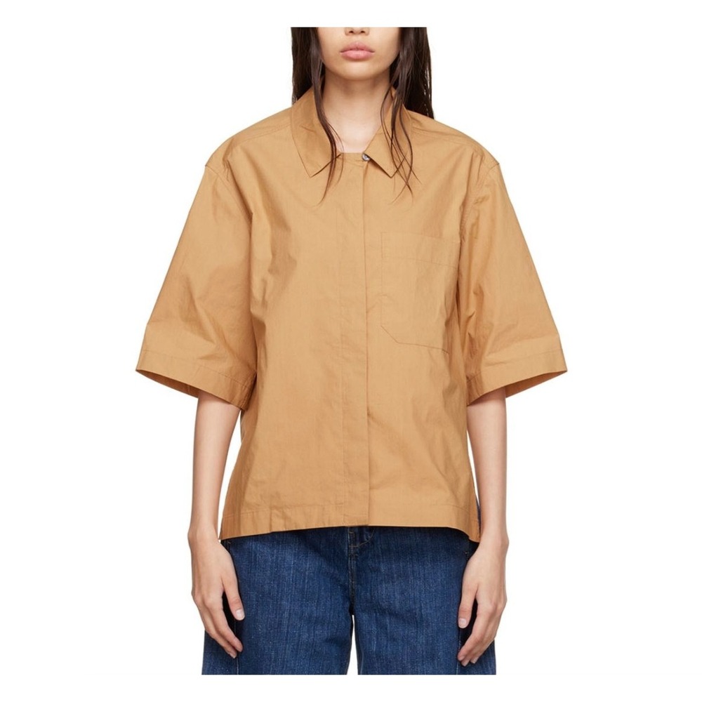 Studio Nicholson Elio Stone Washed Poplin Shirt Caramel Brown Size 3 / Womens 10